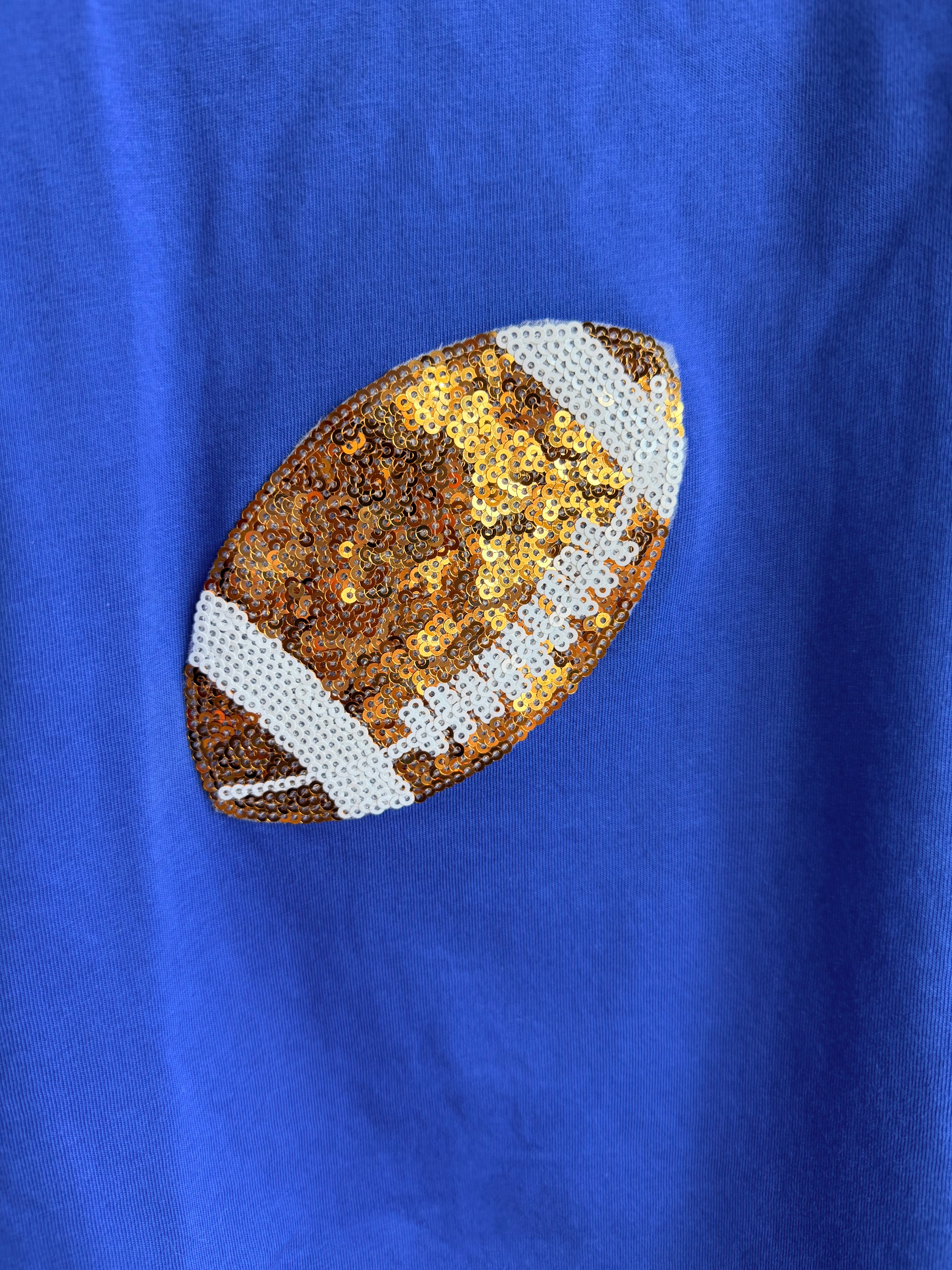 Blue Sequin Football Tee