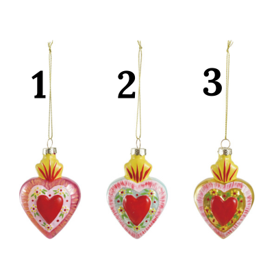 Hand-Painted Glass Sacred Heart Ornament