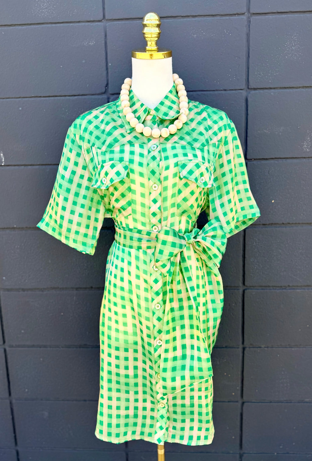 Lauren Green Gingham Dress