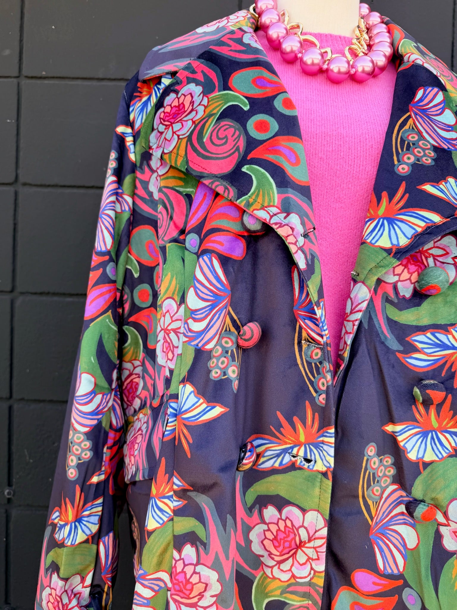 Navy Floral Velvet Blazer