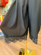 Black Cropped Lace Trim Balloon Pants