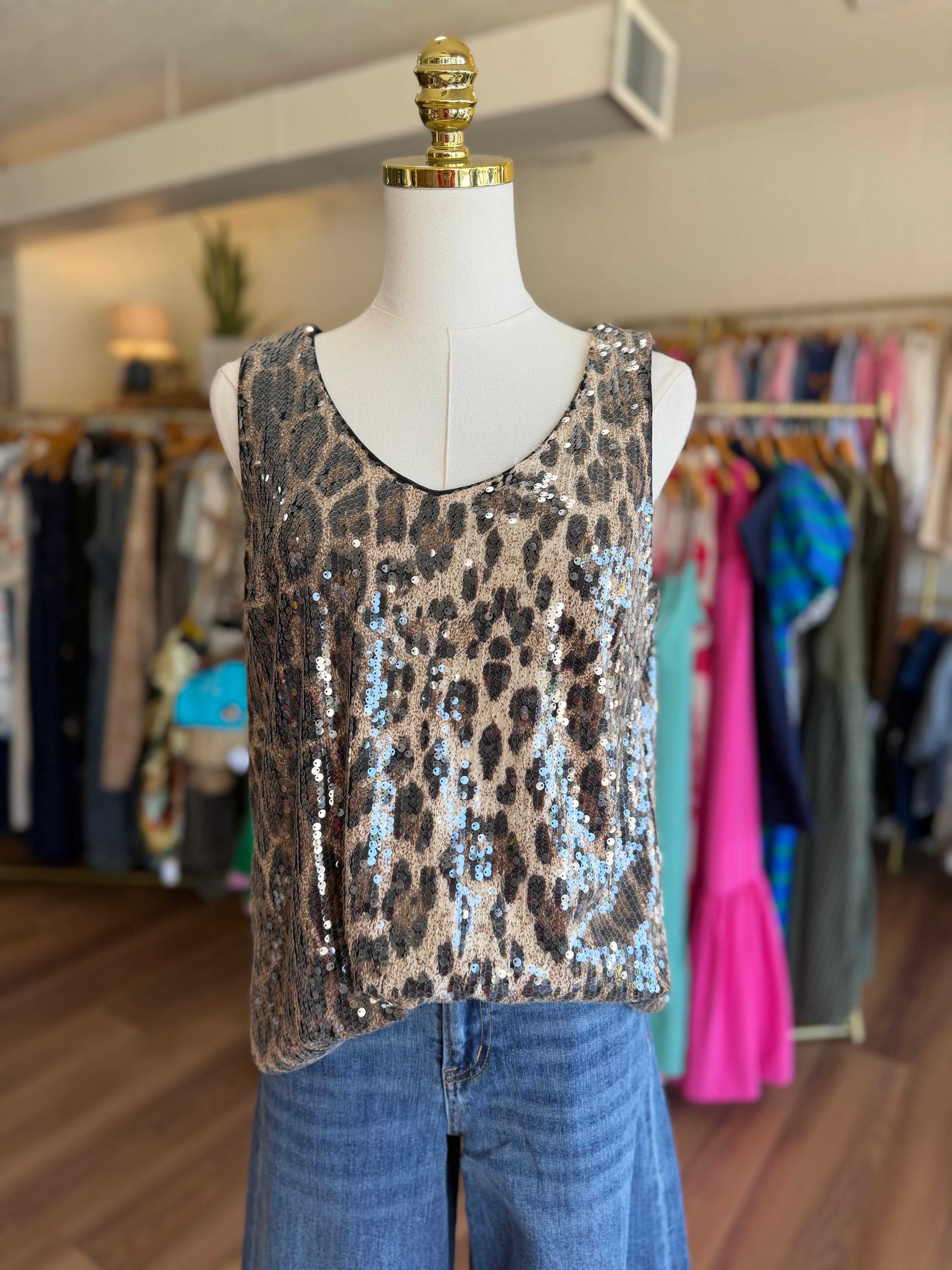 Leopard Sequin Top