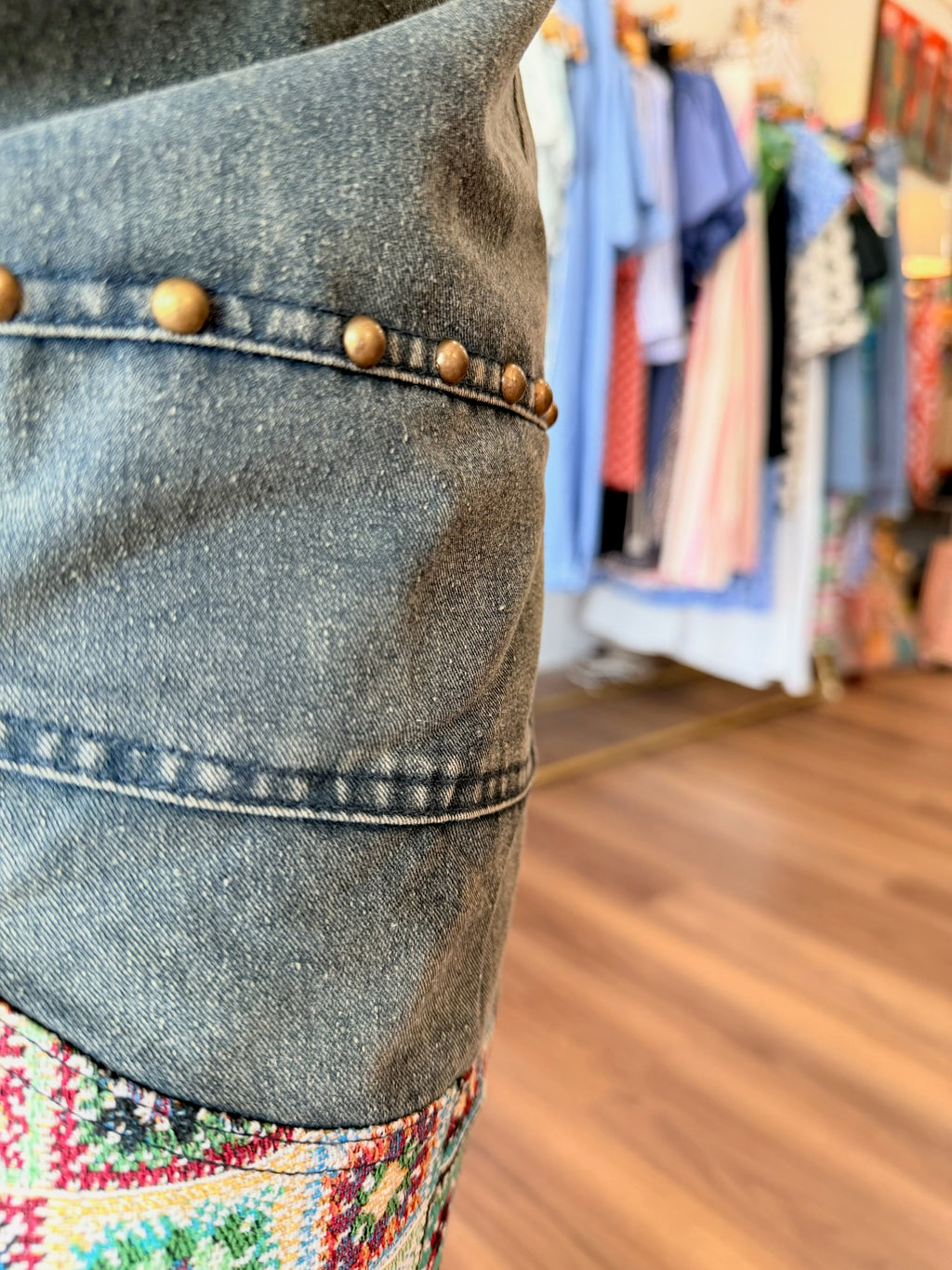 Mixed Print Mineral Washed Jeans