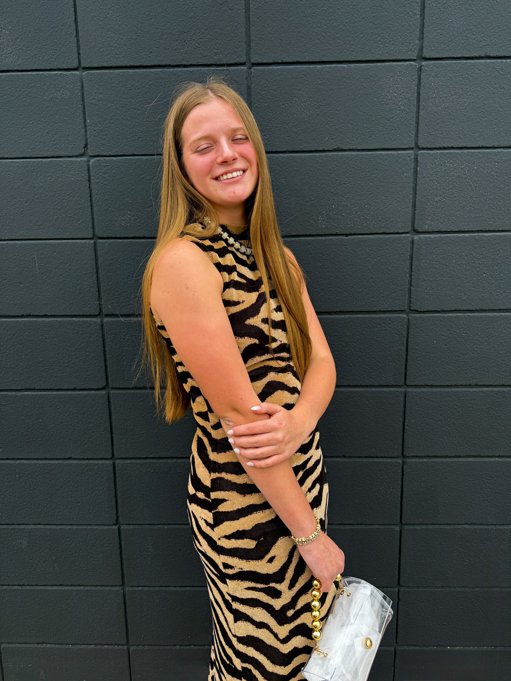 Zebra printed maxi dress