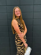 Zebra printed maxi dress