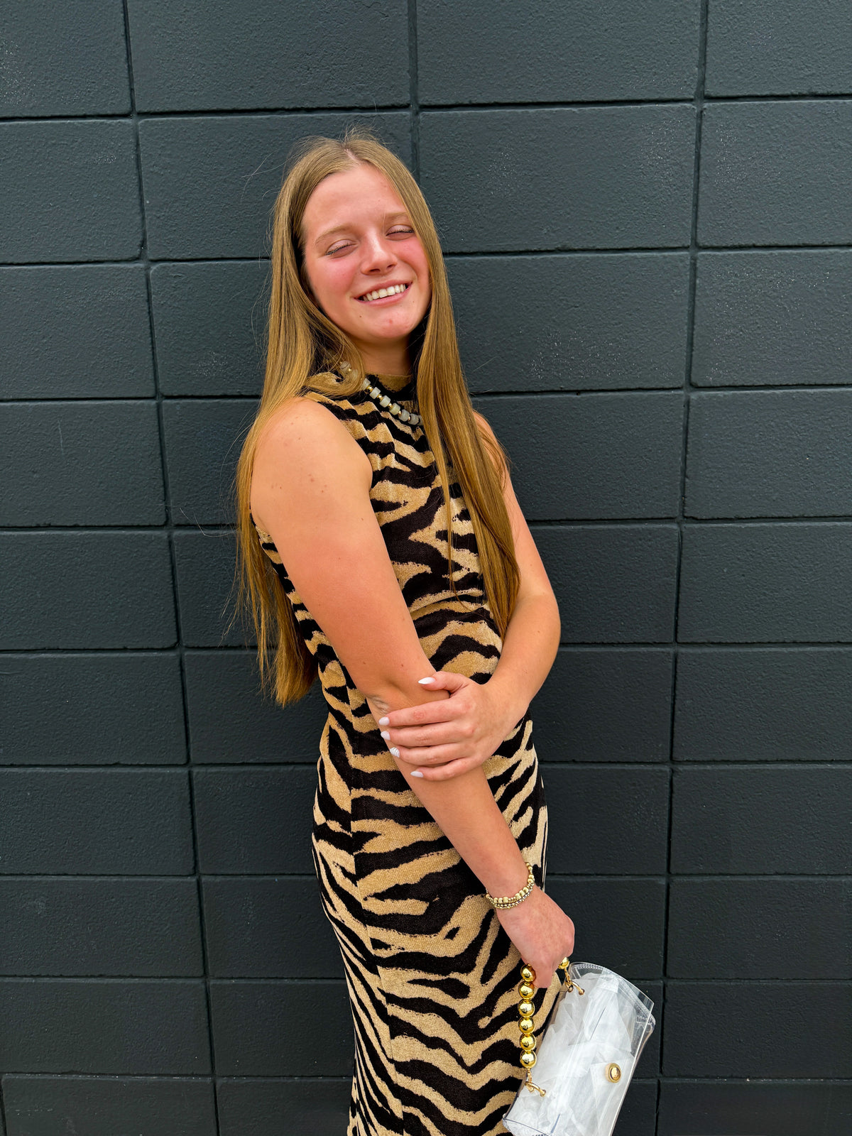 Zebra printed maxi dress