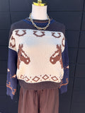 Western Horse Intarsia Knit Sweater