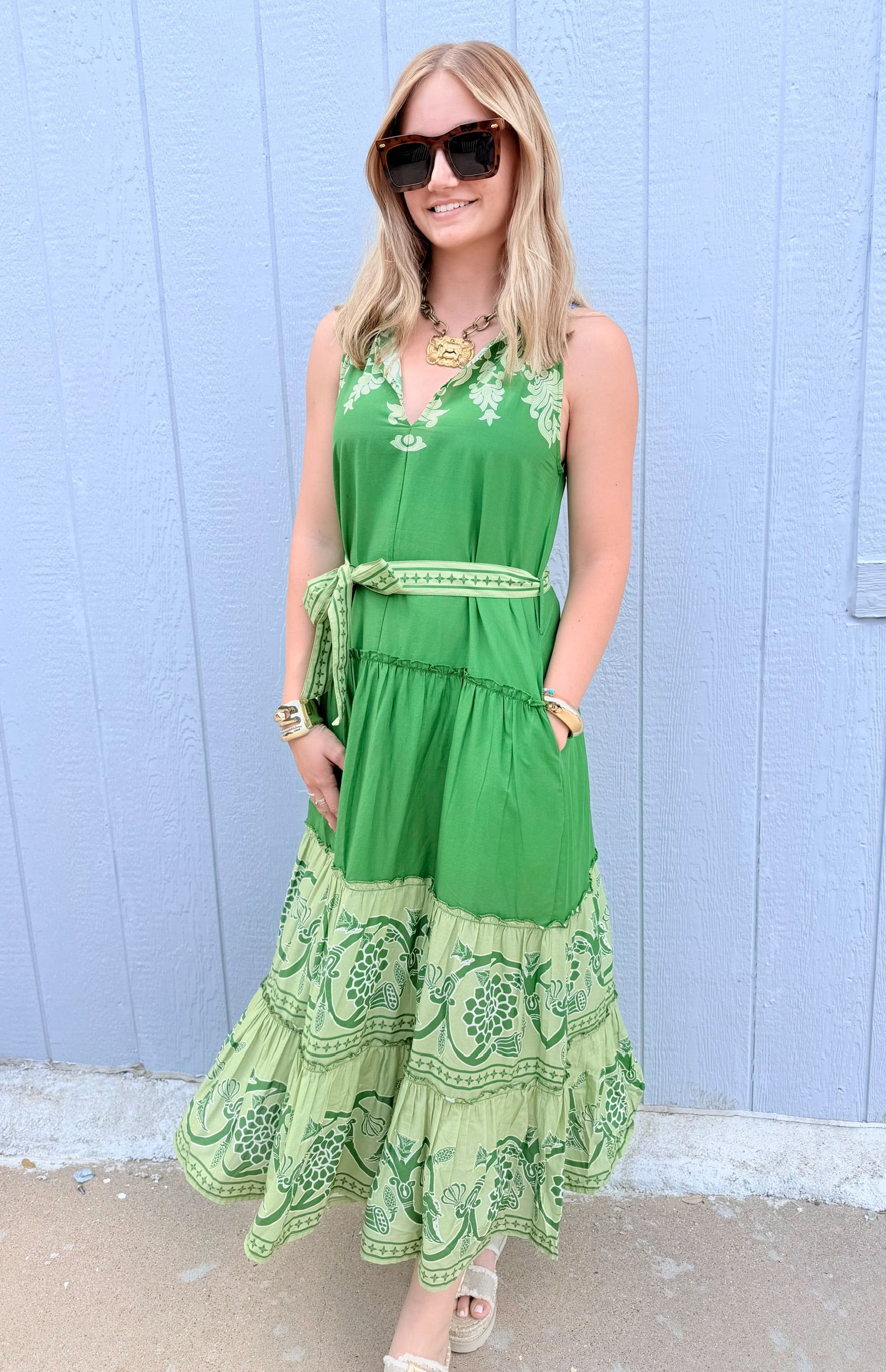 Foliage Haltered Maxi Dress