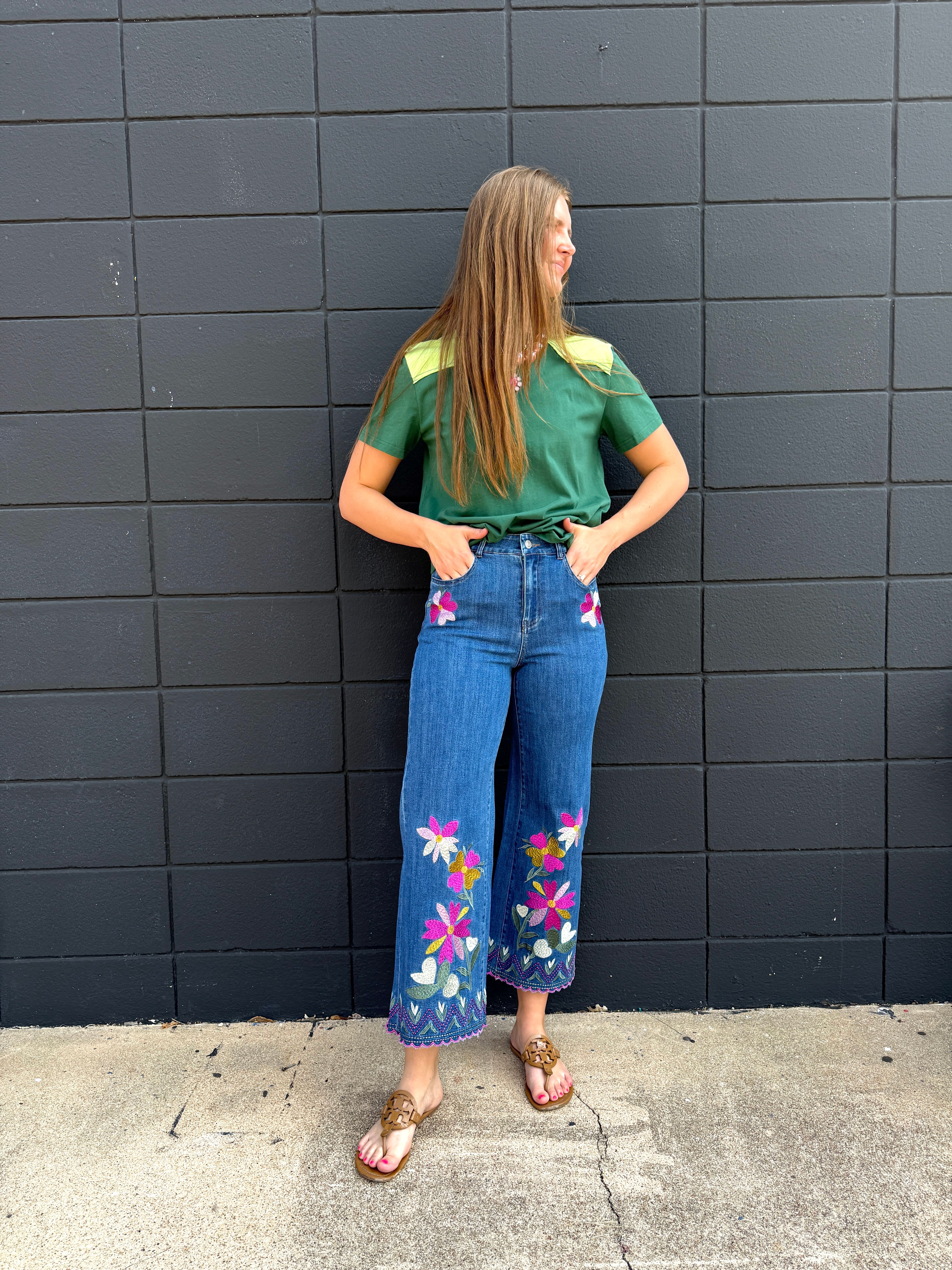 Floral Embroidery Jeans