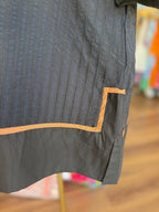 Black Pinstripe Collared Dress