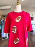 Red Sequin Football Tee