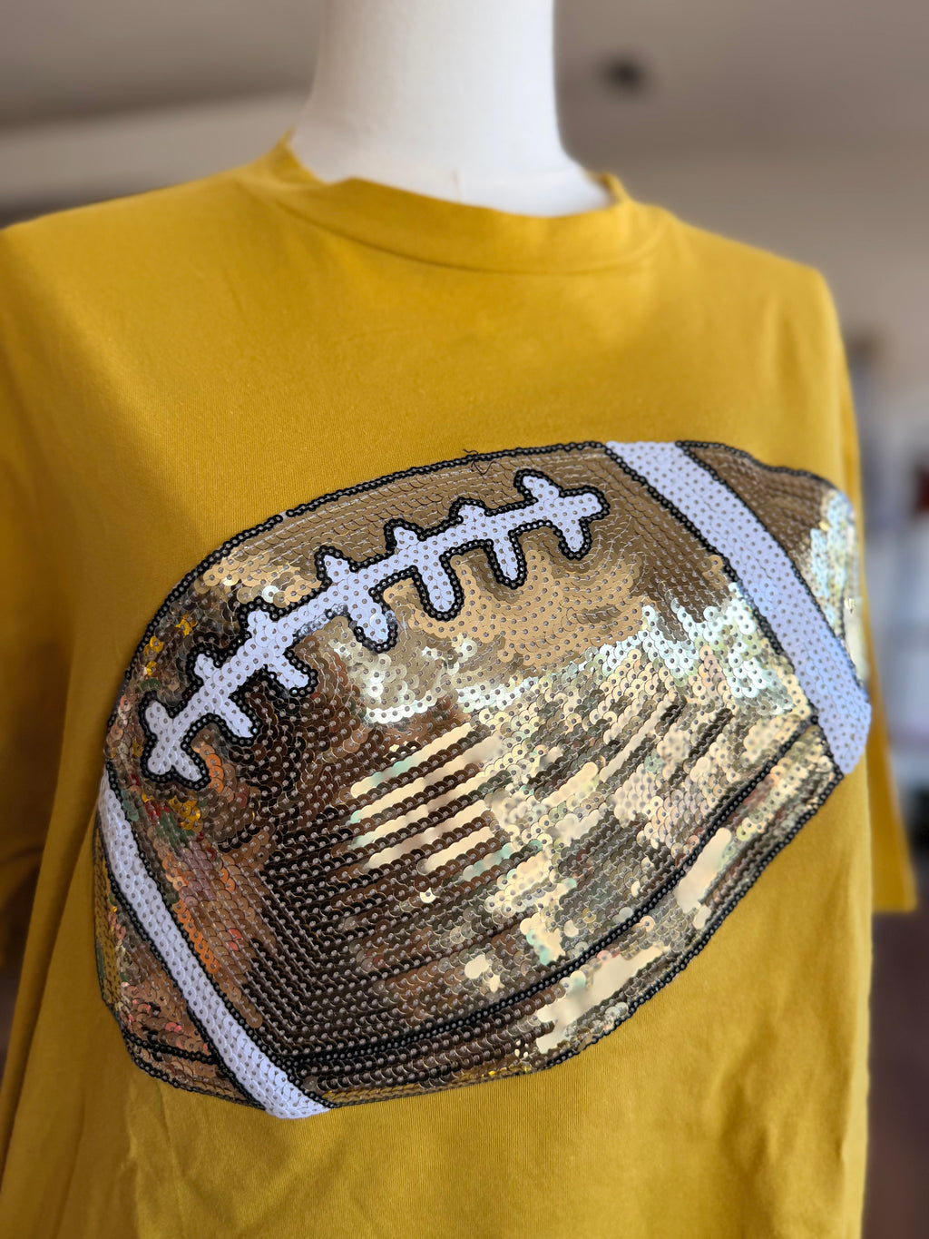 Gold Sequin Football Tee