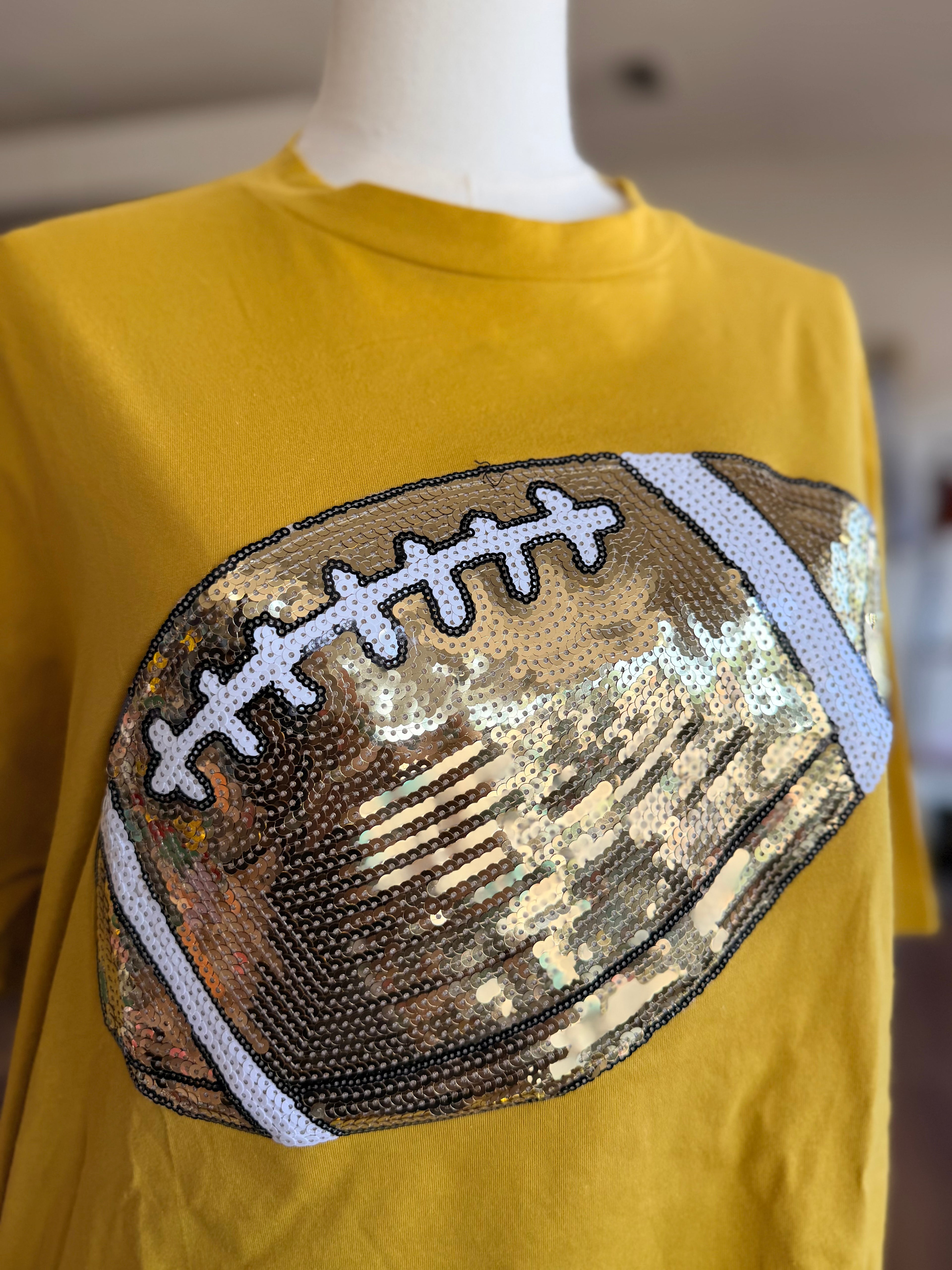 Gold Sequin Football Tee