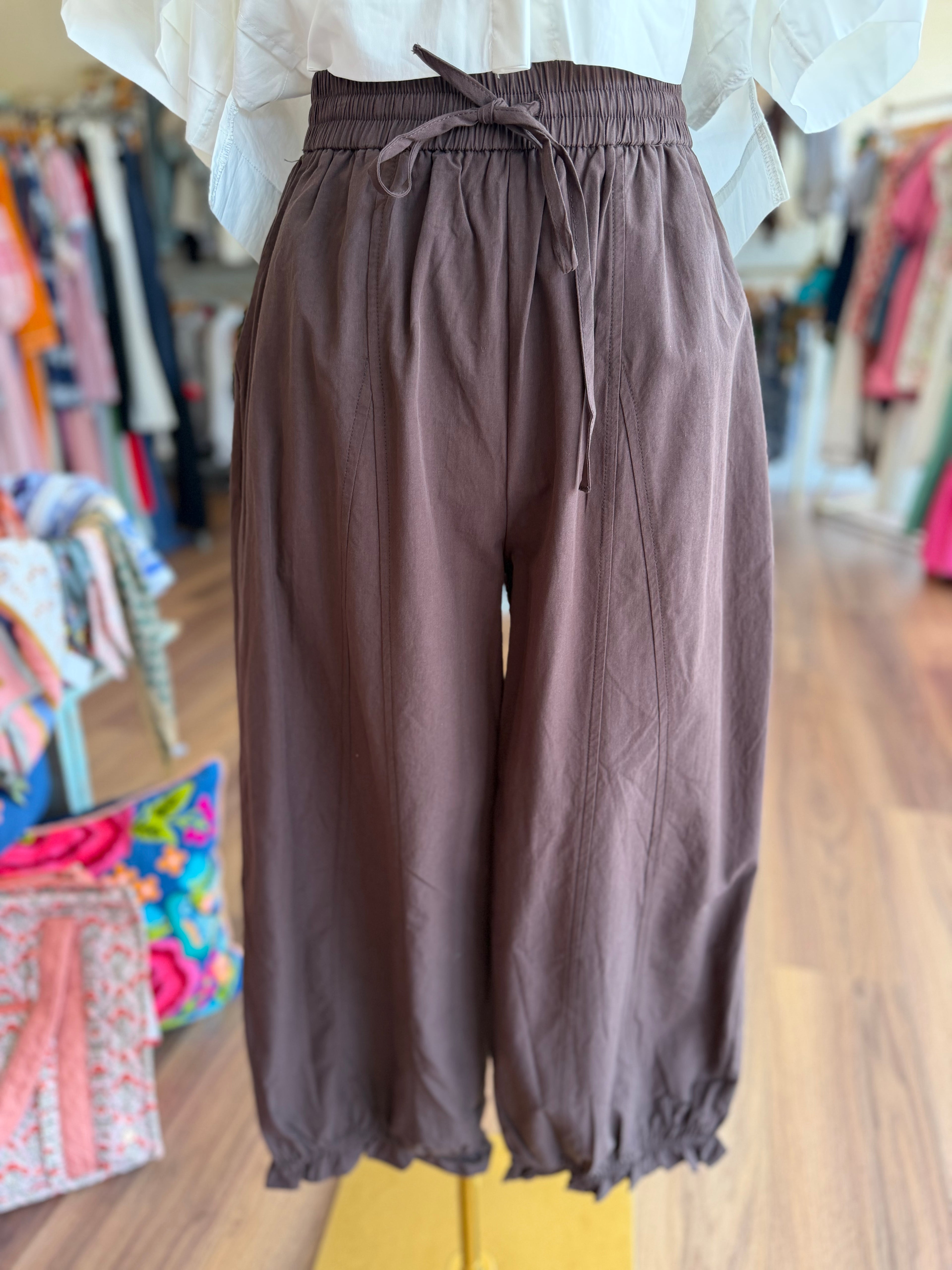 Brown Ruffle Pants