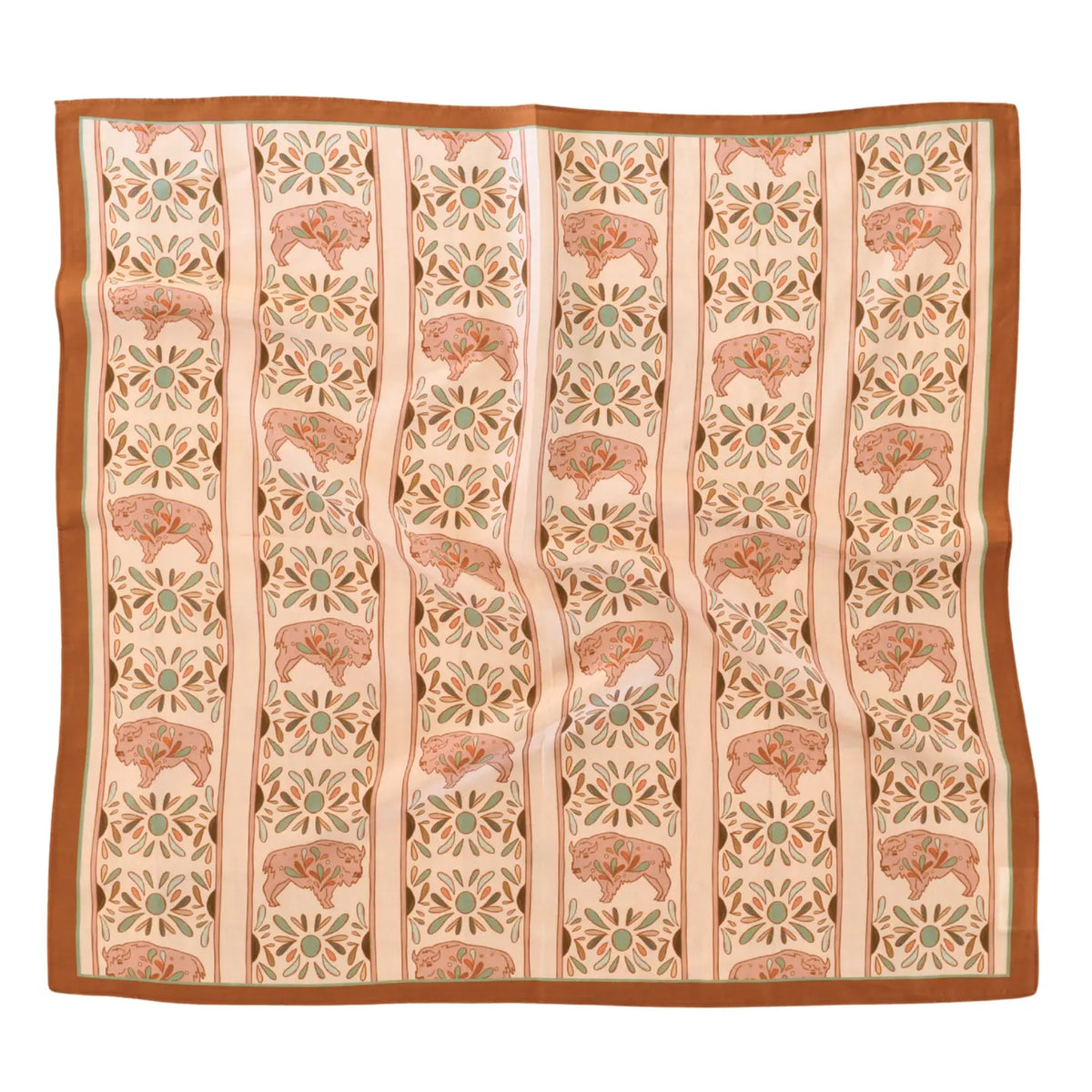 Blooming Bison Silk Wild Rag Western Scarf