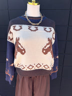 Western Horse Intarsia Knit Sweater