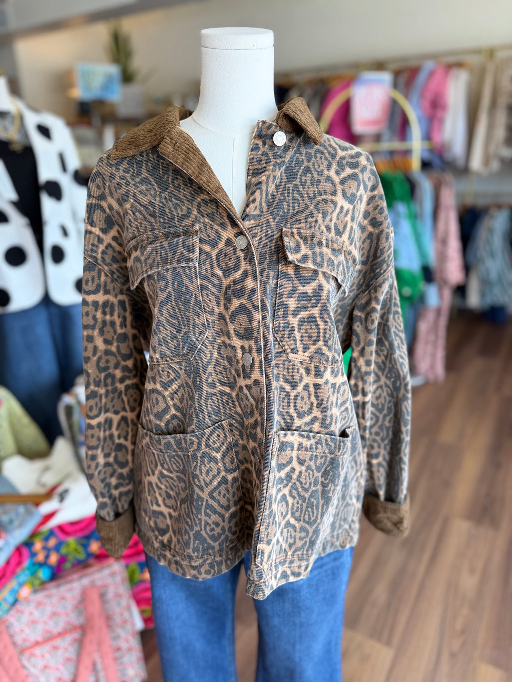 Leopard Print Jacket with Pockets