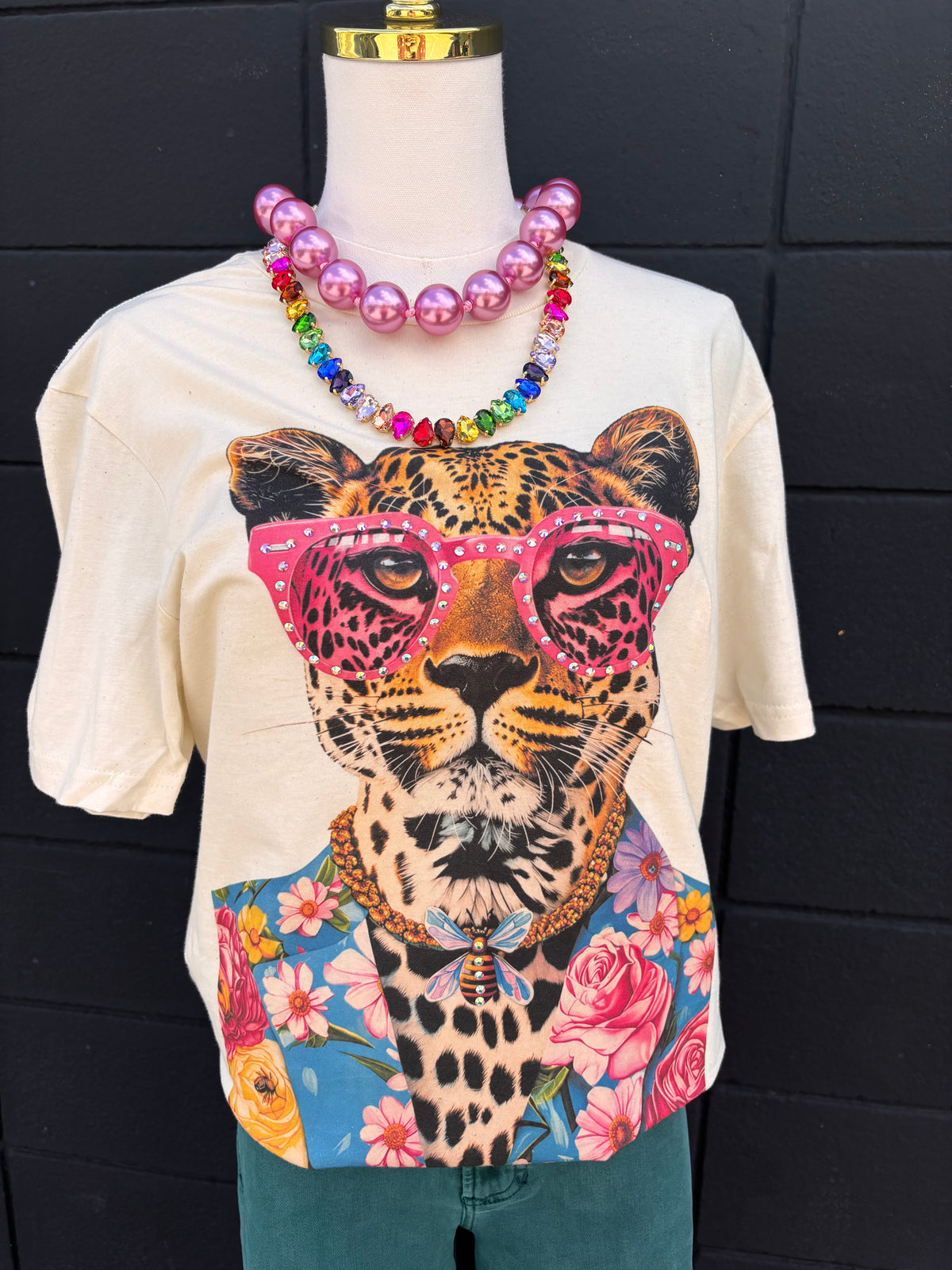 Leopard In Bee Suit Graphic Tee