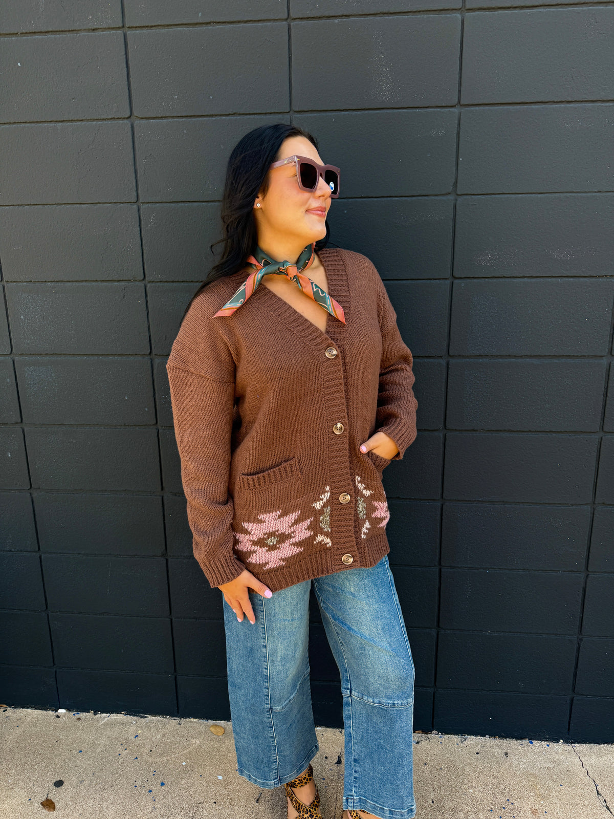 Chocolate Cross-stitch Horse Sweater