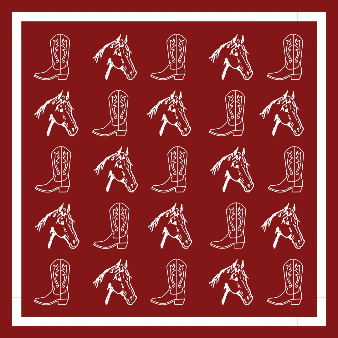 Dark Crimson & White Gameday Bandana Scarf