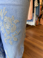 Metallic Embroidered Denim Jeans