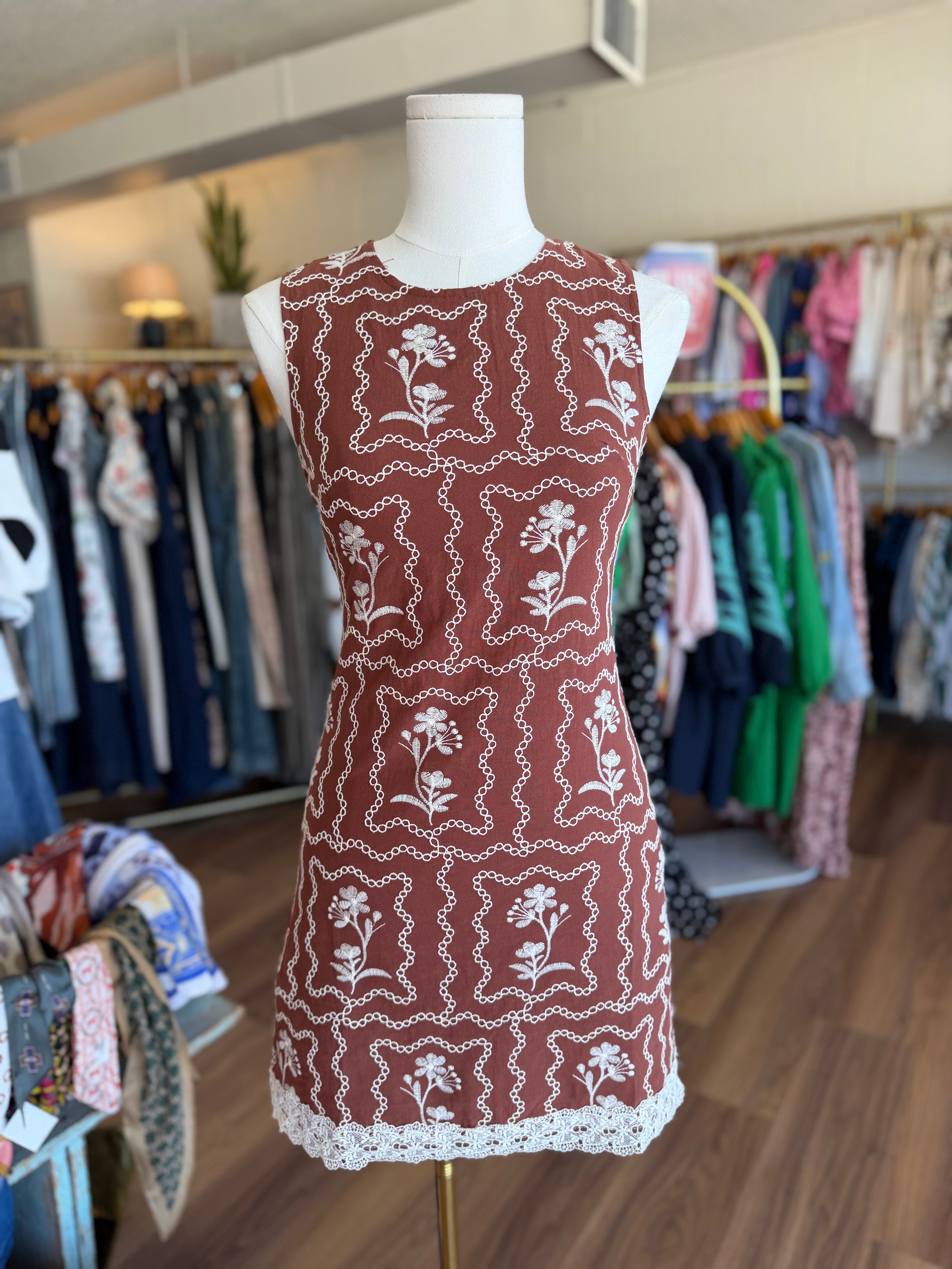 Brown Sleeveless Mini Dress