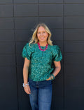 Leopard Print Puff Sleeve Top