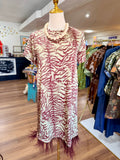 Green & Maroon Zebra Dress