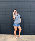 Striped Navy Drop Shoulder Top