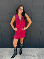 Burgundy Suede Dress