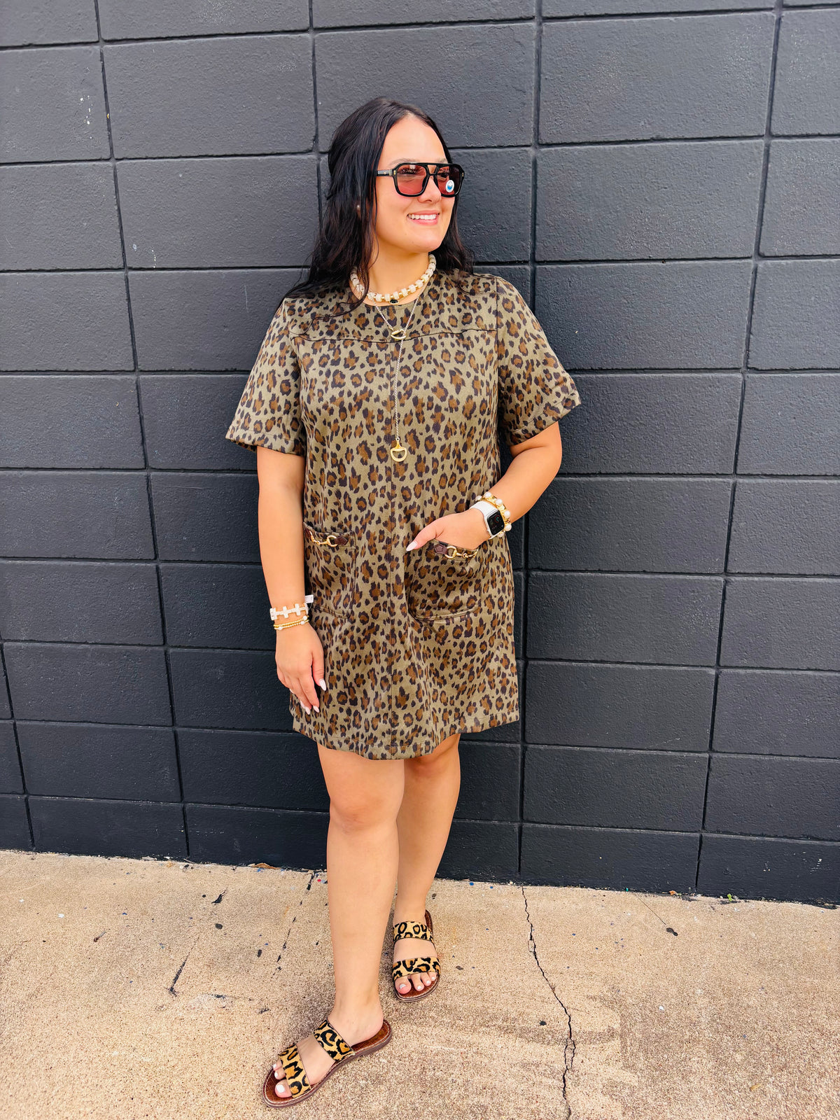 Plus Leopard Print Mini Dress