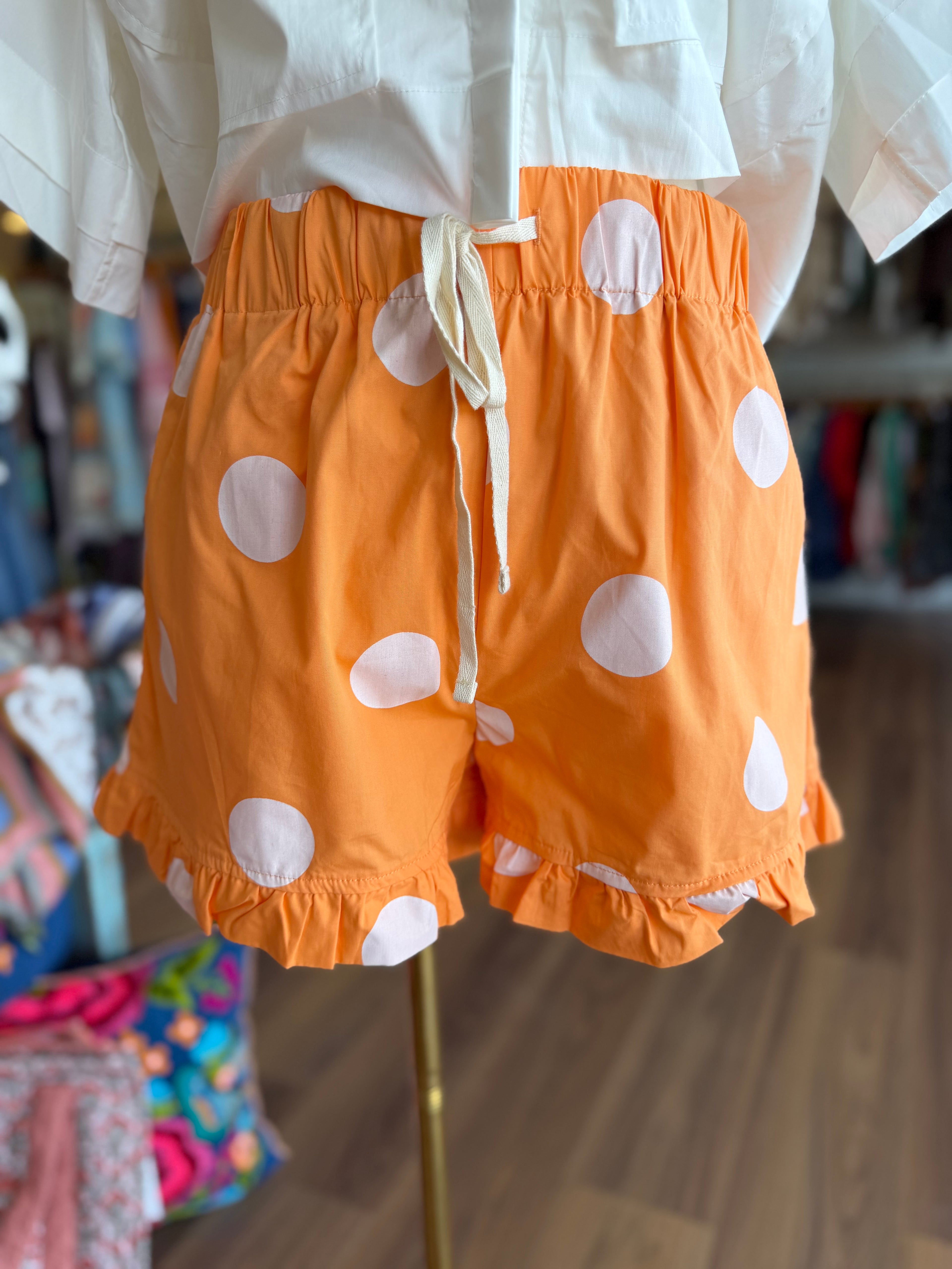 Orange / White Polka Dot Shorts