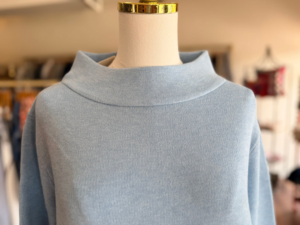 Soft Blue Scalloped Detail Sweater