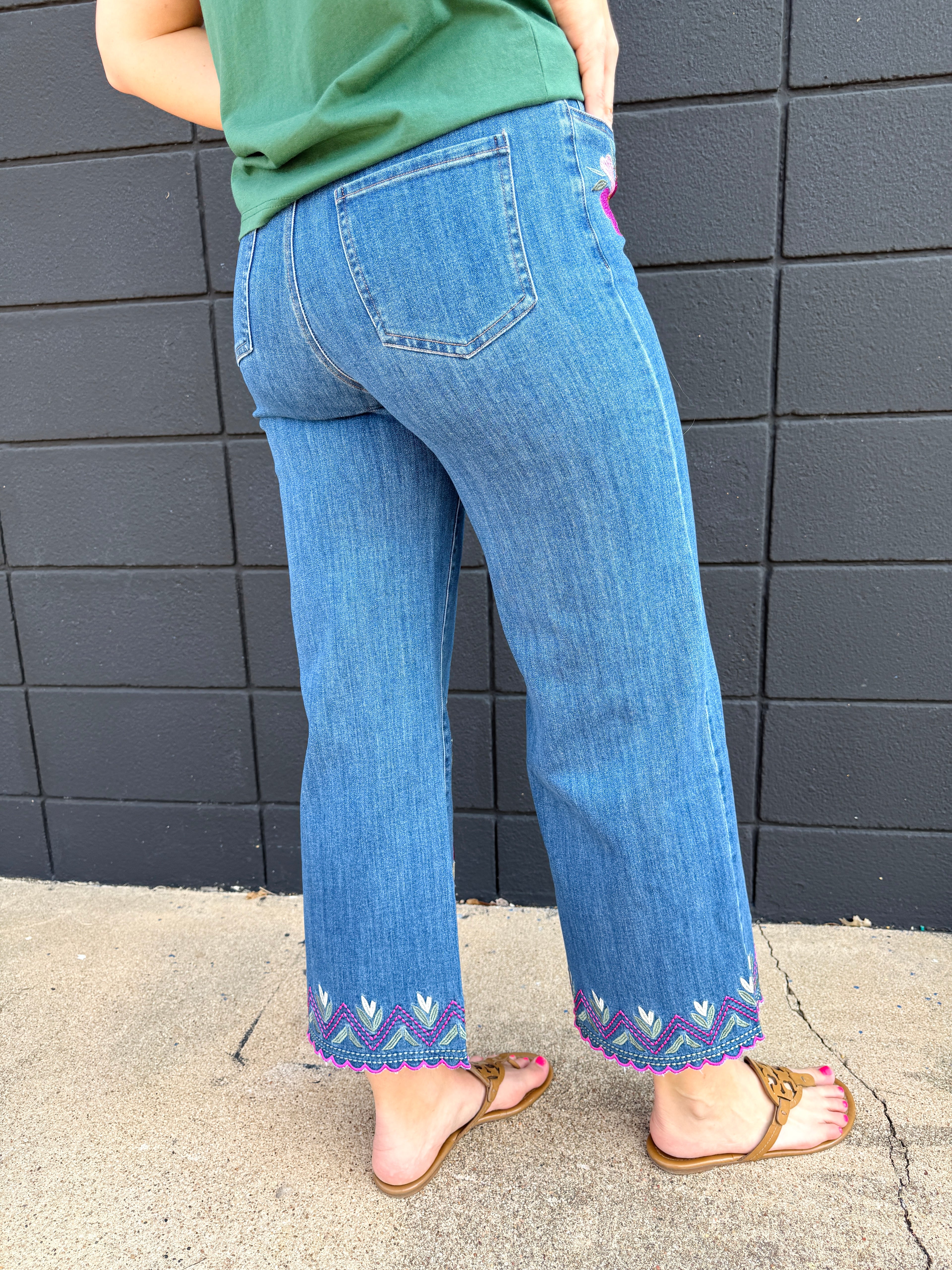 Floral Embroidery Jeans