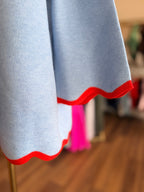 Soft Blue Scalloped Detail Sweater