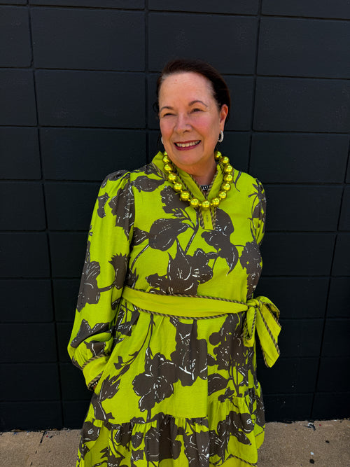 Apple Green Floral Dress