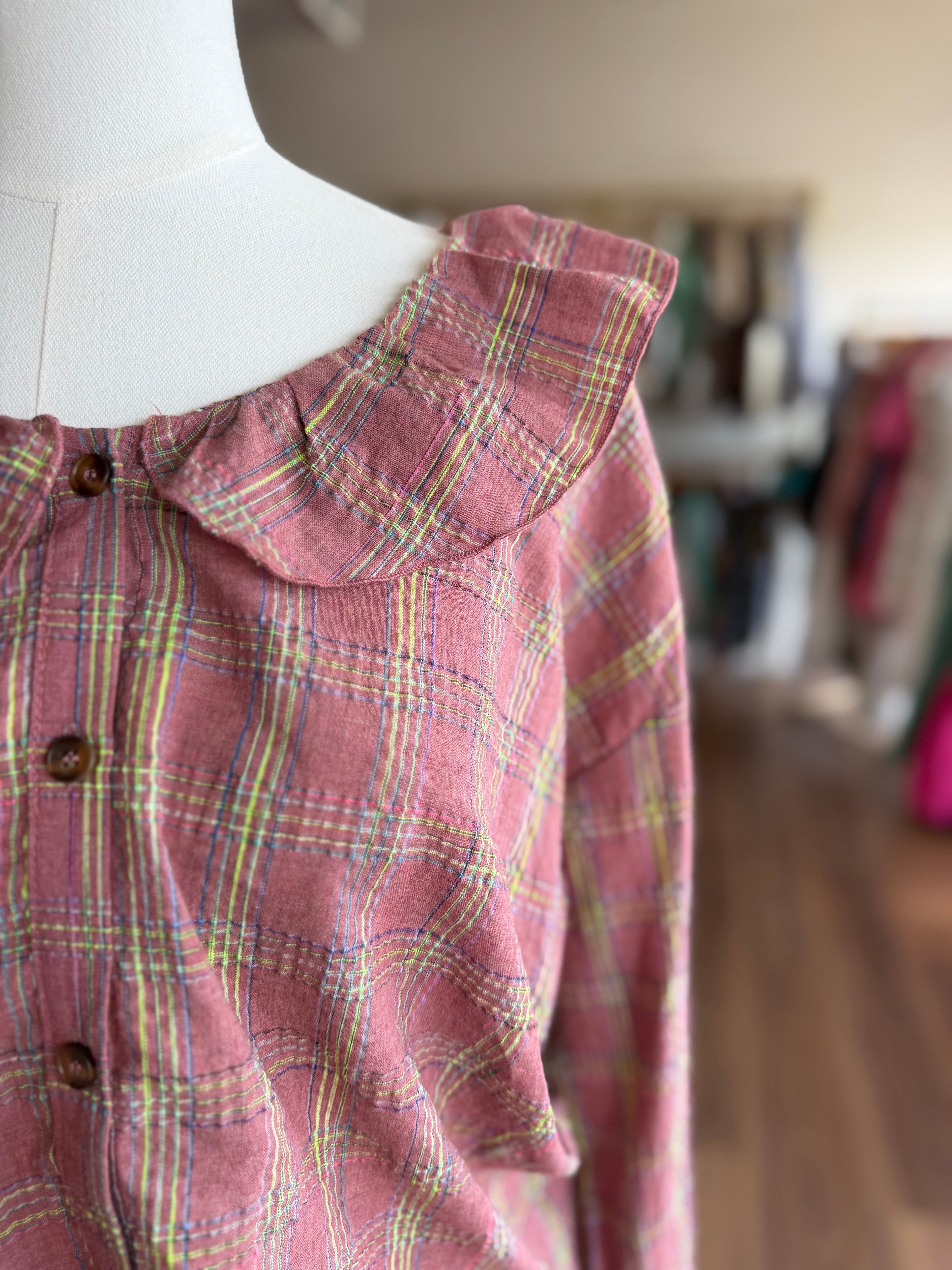 Plaid Front Tie Top