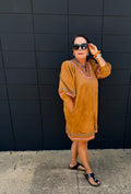 Camel Suede Mini Dress