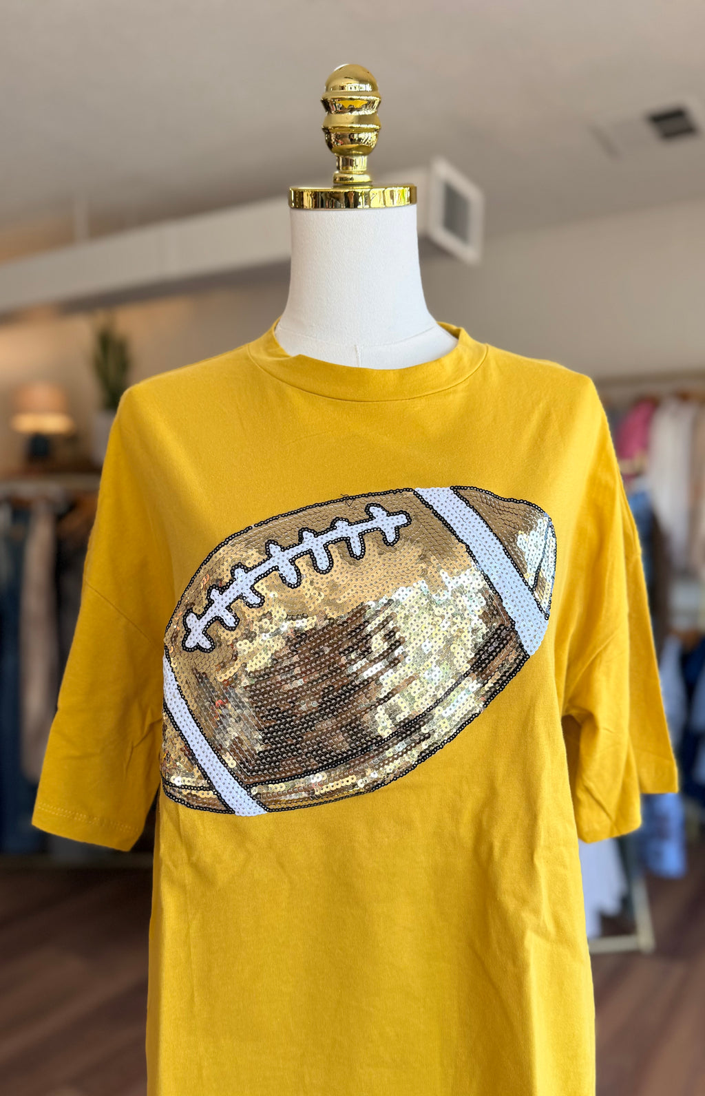 Gold Sequin Football Tee