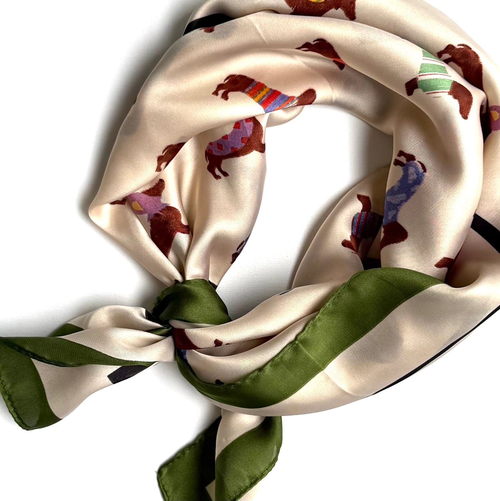 Green Dachshund Print Scarf