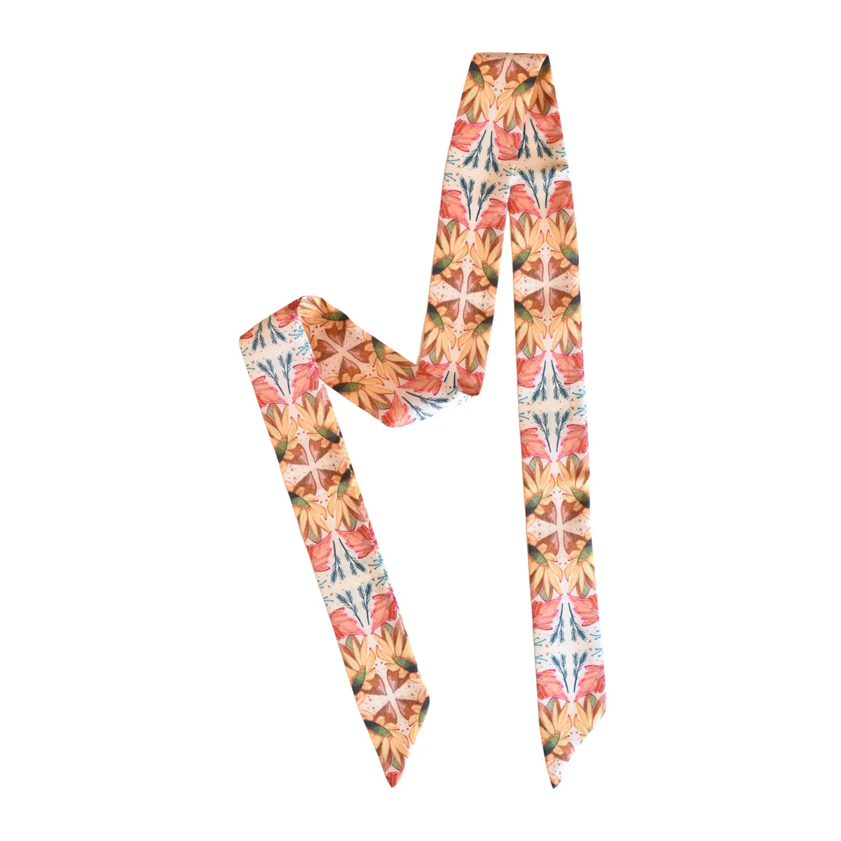 Lucky Wildflowers Twilly Silky Western Cowgirl Scarf
