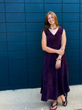 Wine Suede Midi Dress