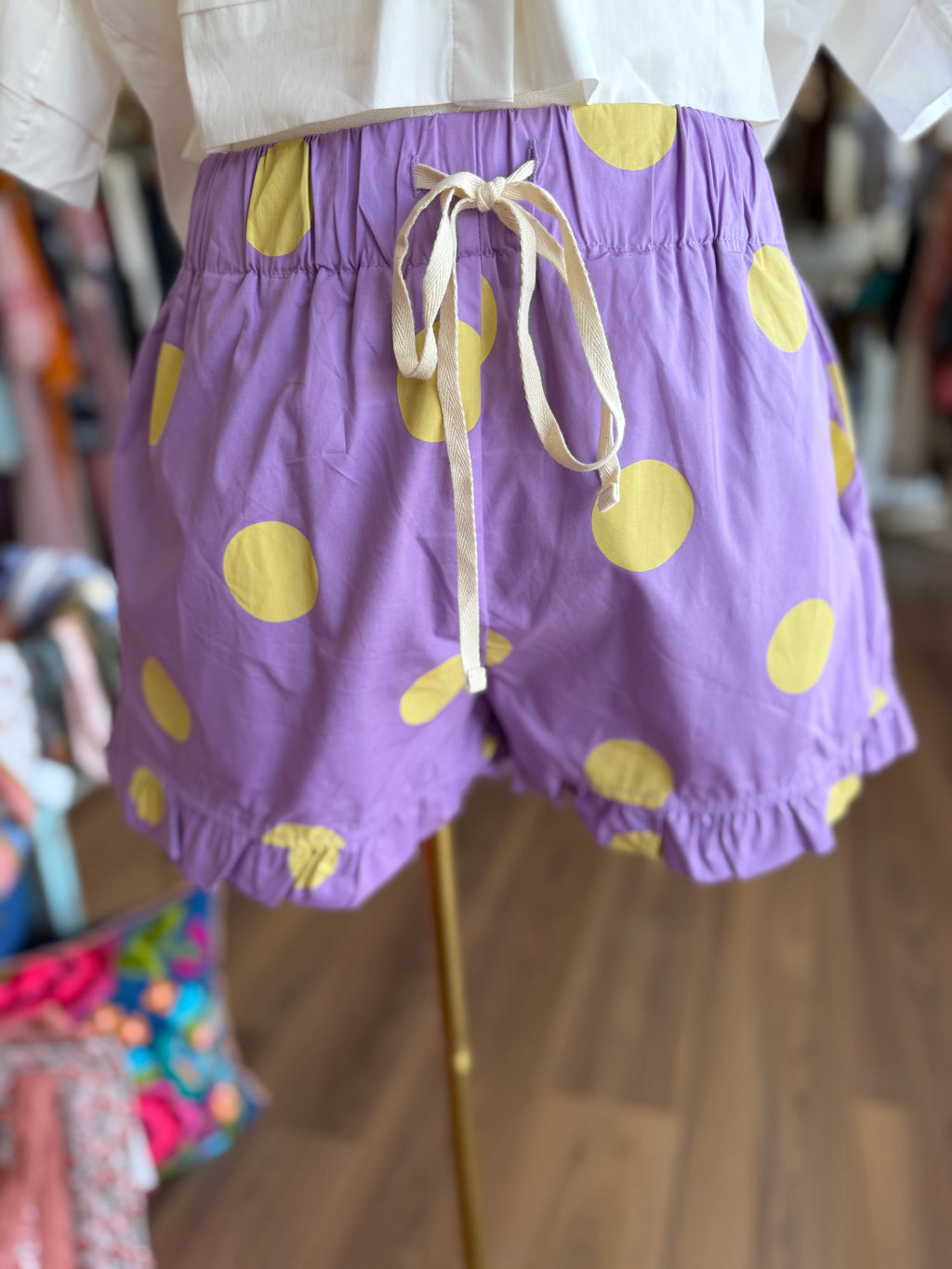 Purple / Yellow Polka Dot Shorts