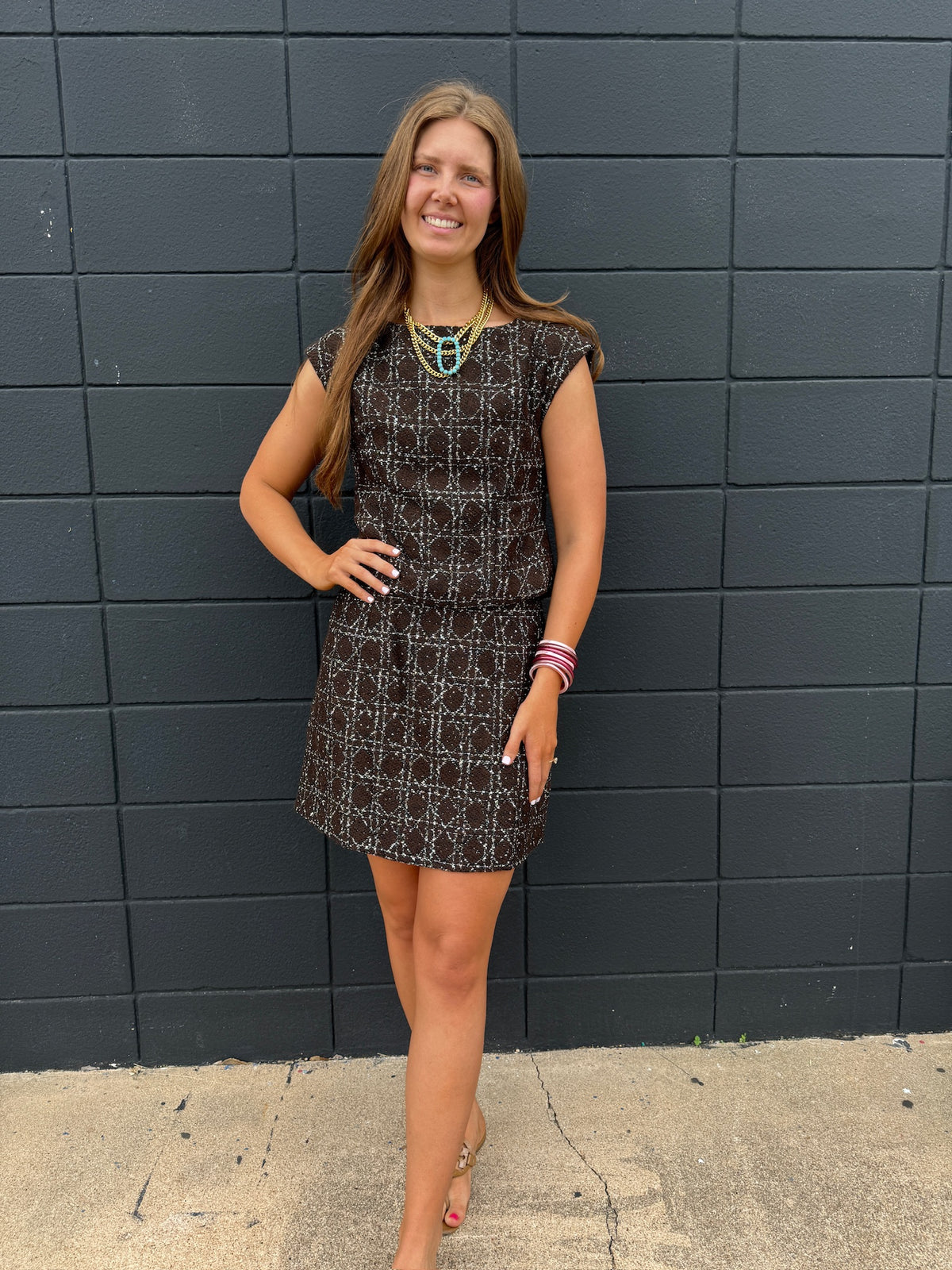 Brown Tweed Top
