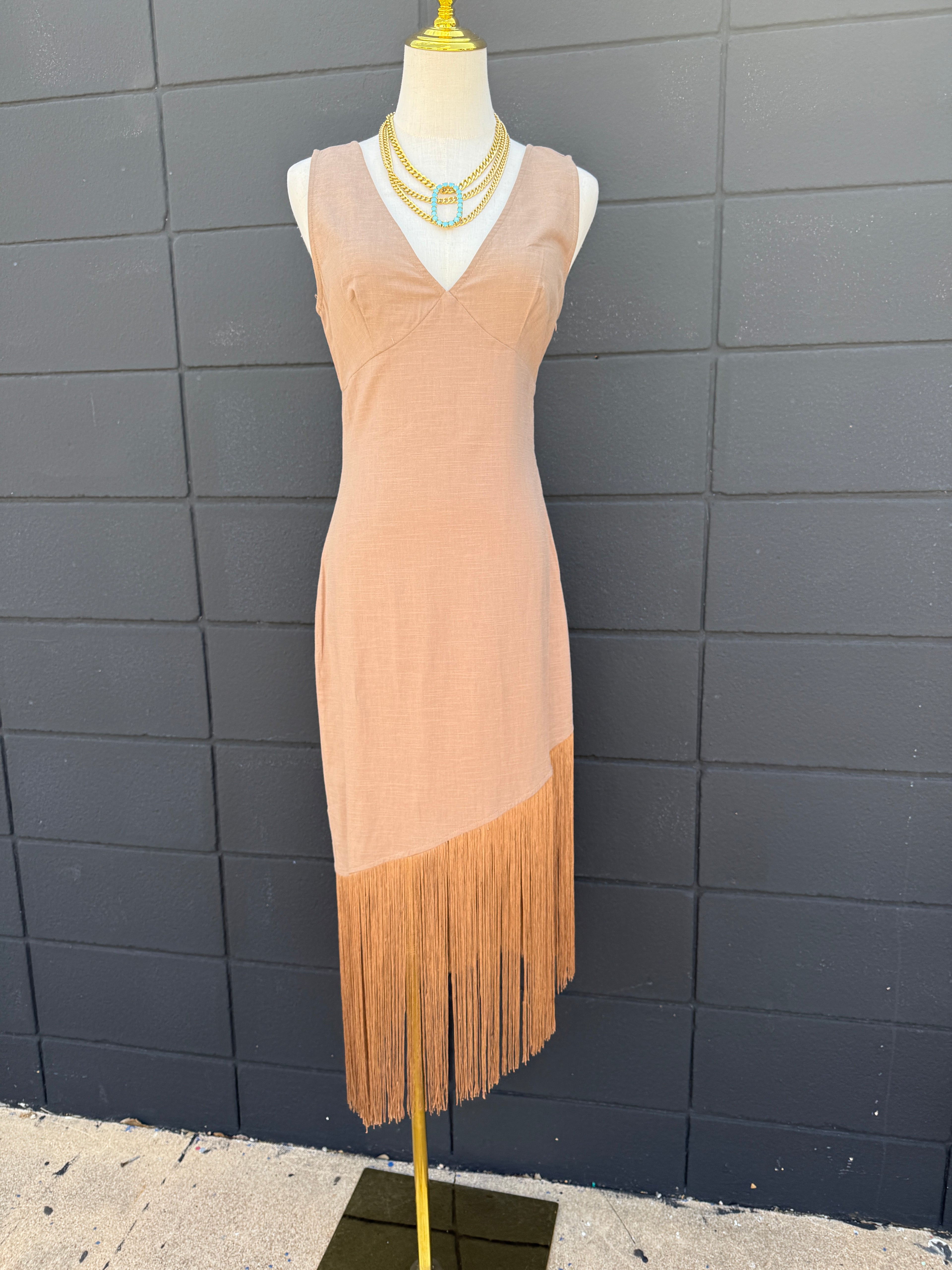 Tassel Trim Midi Dress