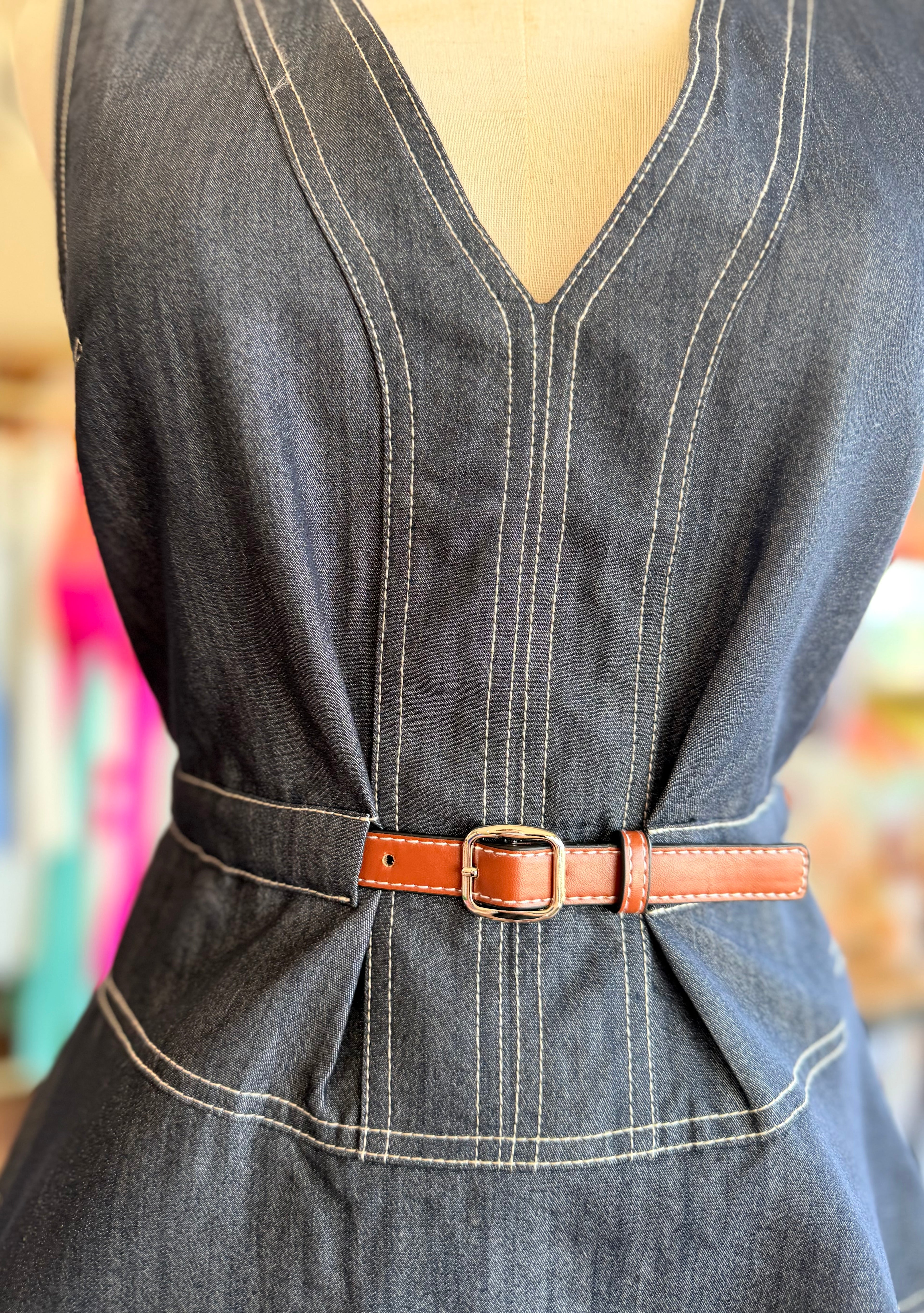Belted Denim Top