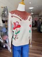 Flower Print Western Sweater