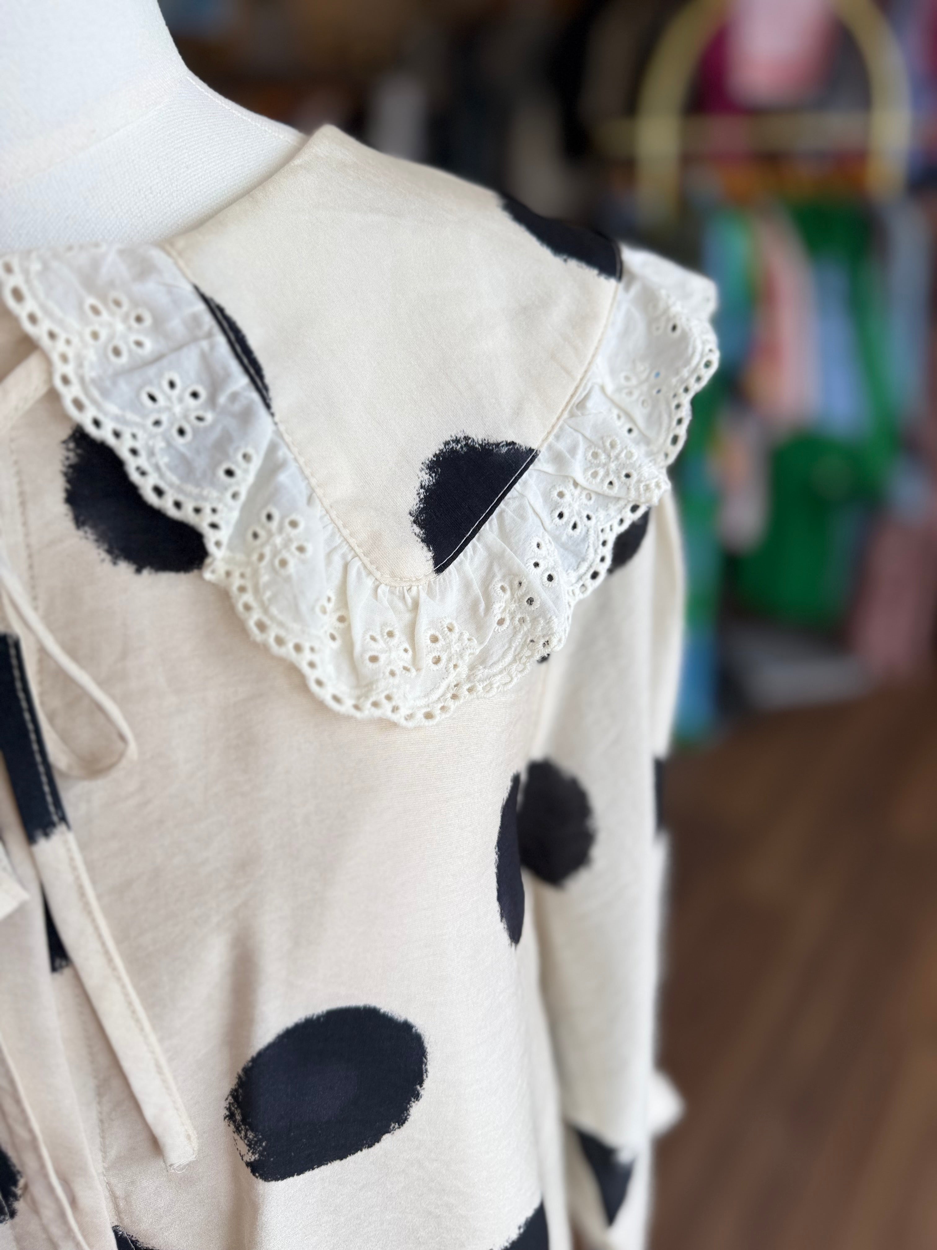 Polka Dot Collared Button Up