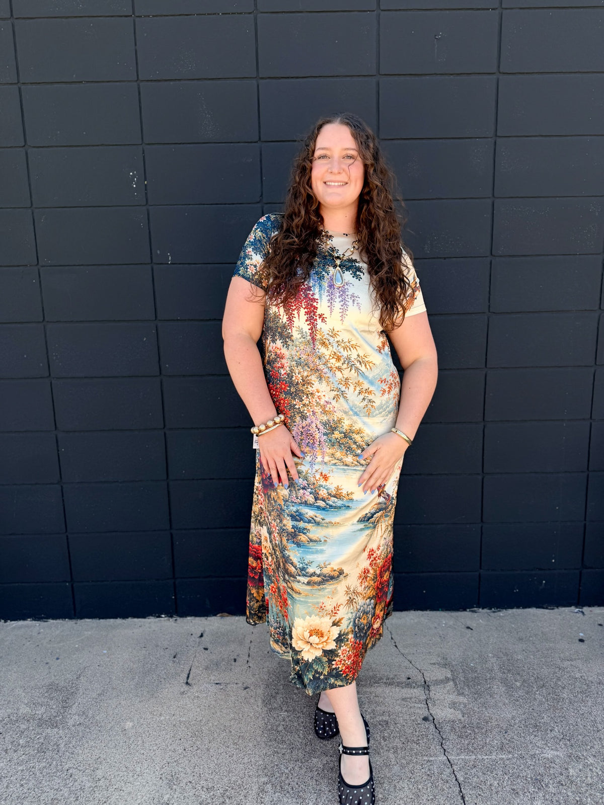 Peacock Printed Midi Dress