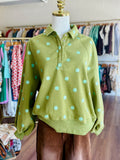 Green Polka Dot Quarter Zip